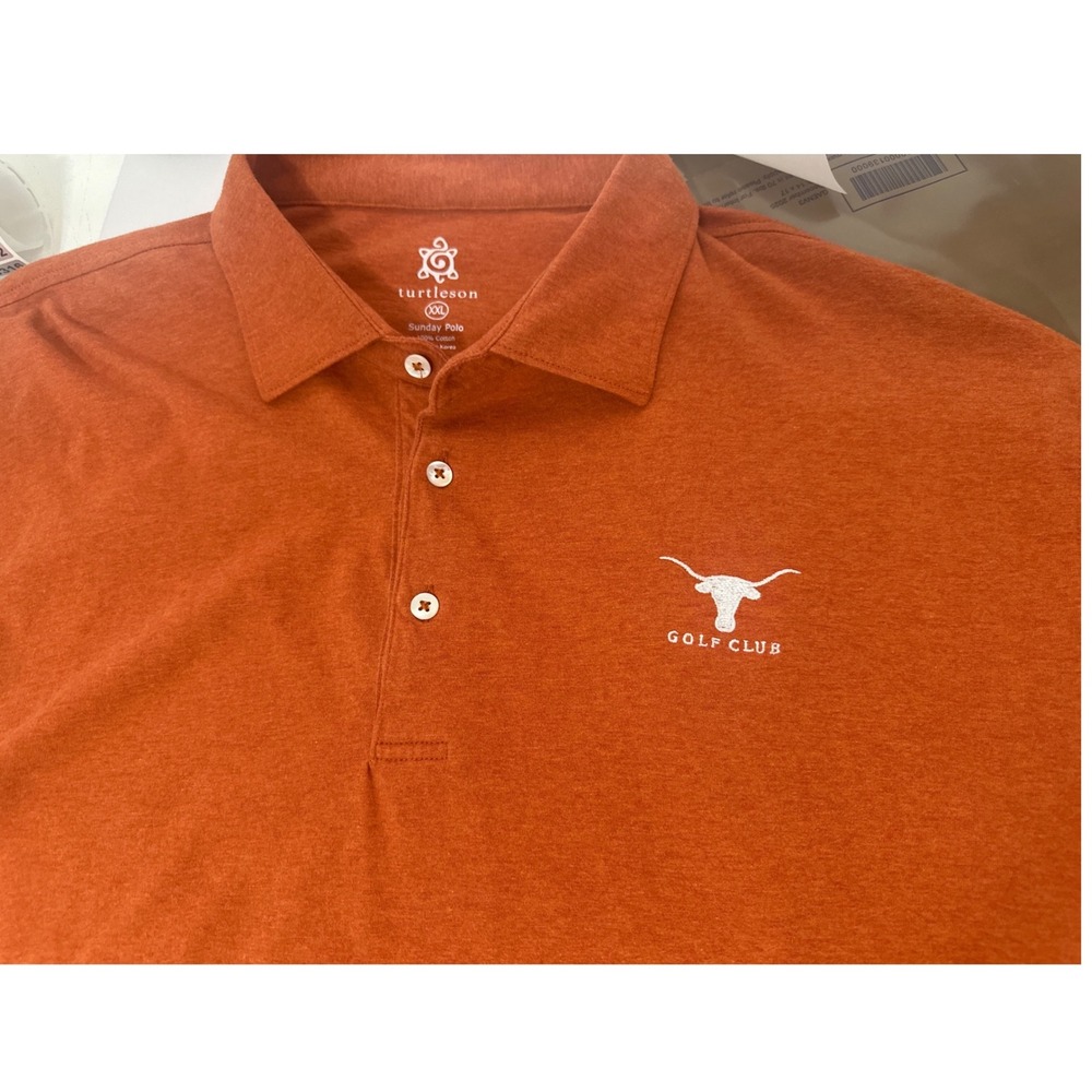 Turtleson Sunday Polo Mens XXL Burnt Orange Long Sleeve Longhorn Golf Club Cotto - Picture 8 of 10
